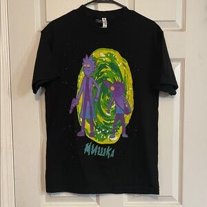 Mishka Rick And Morty Black Tee with Purple and Green Graphic
